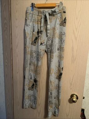 Bella Amore Light Gray & Tan Printed Drawstring Joggers